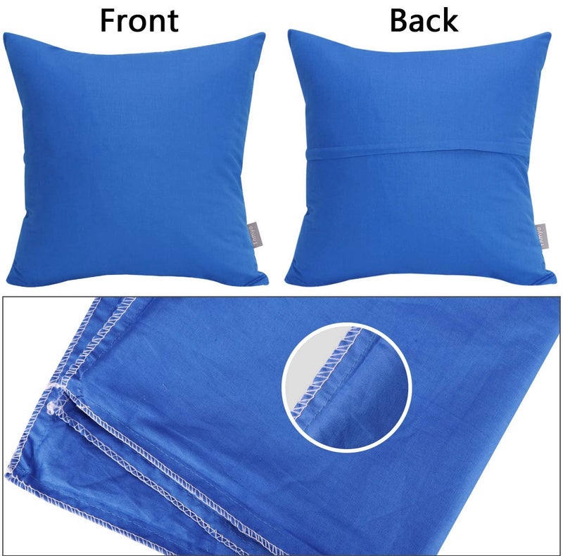 Thmyo 4-Pack 100% Cotton Comfortable Solid Decorative Throw Pillow Case Square Cushion Cover Pillowcase Sublimation Blank Pillow Covers DIY Throw Pillowcase for Sofa Bedroom(18x18 inch/ 45x45cm,Blue) - Image 4